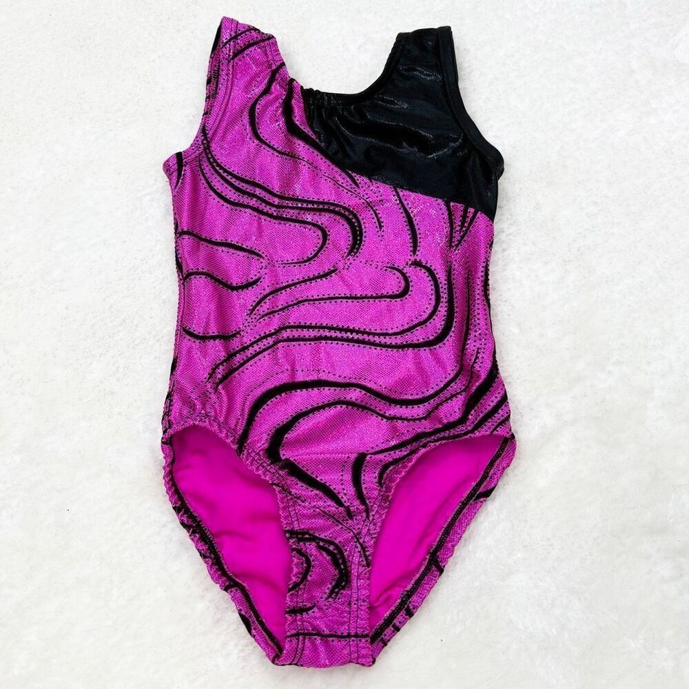 Garland Activewear Fuschia Black Little Kids Leotard - CM